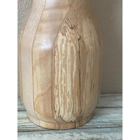 “Vintage Handcrafted Wooden 13" Candlestick Holder – Signed by Harry Stewart” - Picture 5 of 11